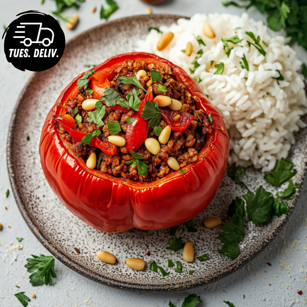 GROUND BEEF STUFFED CAPSICUM WITH LEBANESE RICE