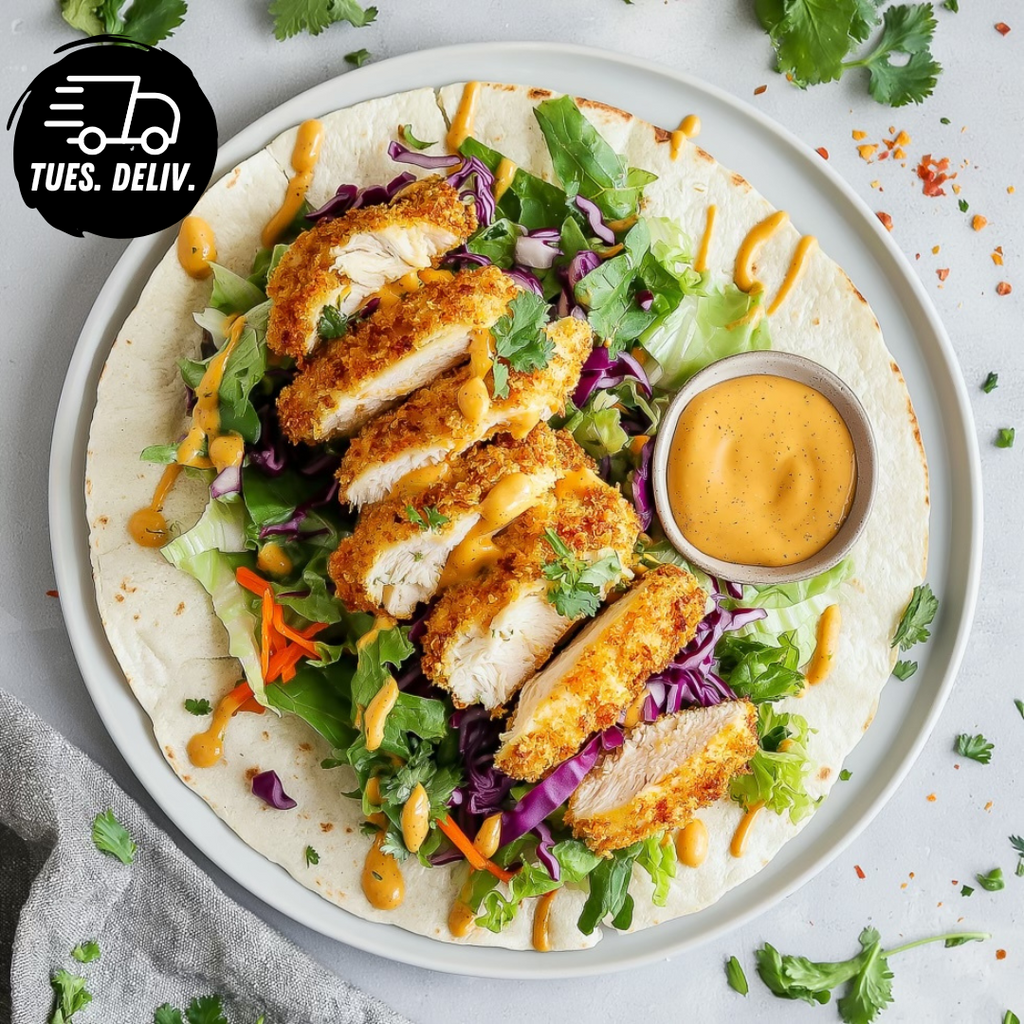 CRUMBED HONEY MUSTARD CHICKEN WRAP WITH SLAW