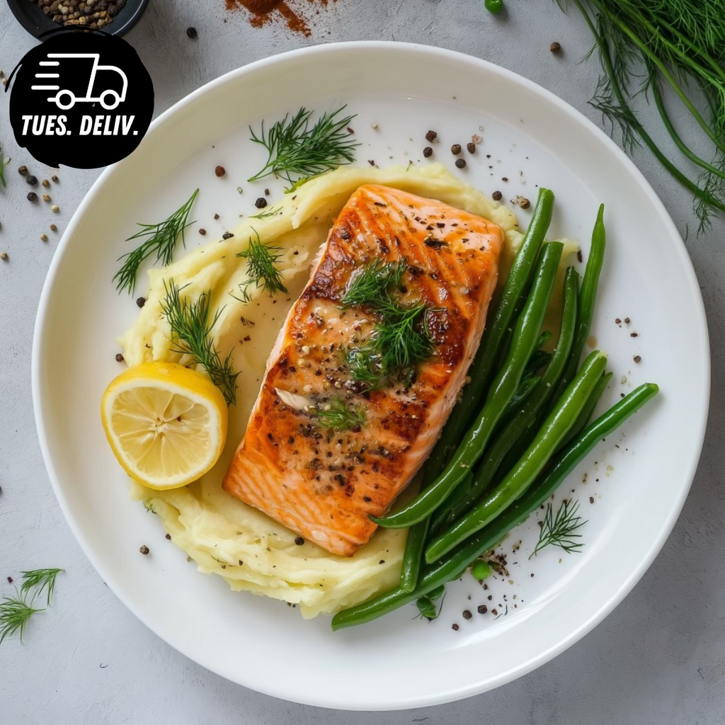 LEMON BUTTER SALMON WITH MASH POTATO